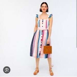 New J. CREW Linen Striped Dress